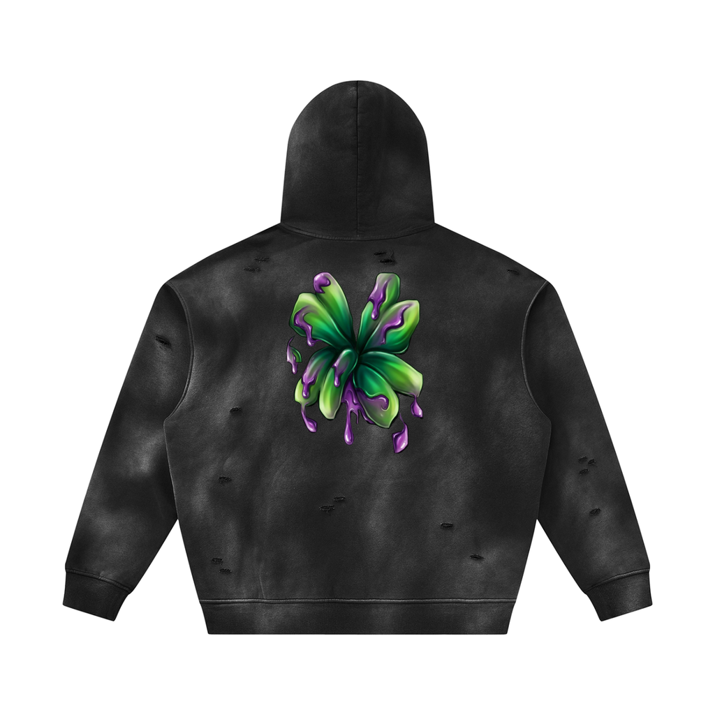 #7Brand Unisex Sunfade Frayed Fleece Hoodie