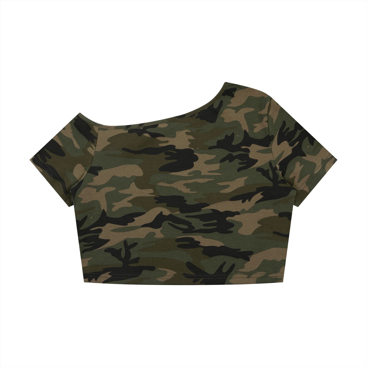#7Brand ABD Women's Camo Off-Shoulder Crop T-Shirt