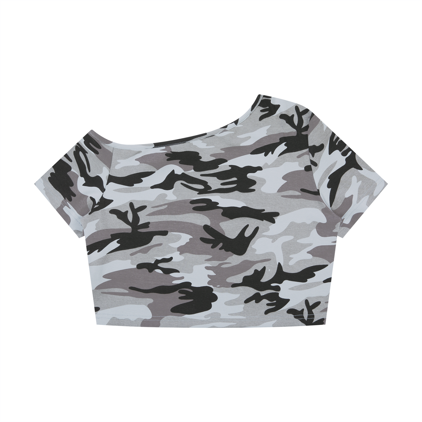 #7Brand ABD Women's Camo Off-Shoulder Crop T-Shirt