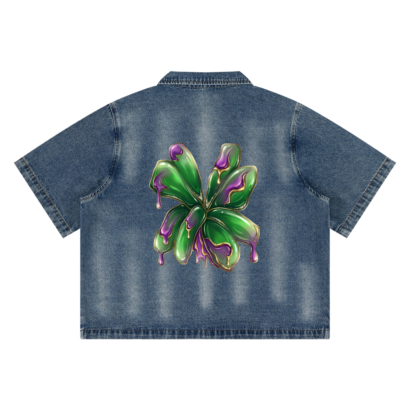 #7Brand Dual-Heart Unisex Vintage Washed Full-Zip Denim Shirt
