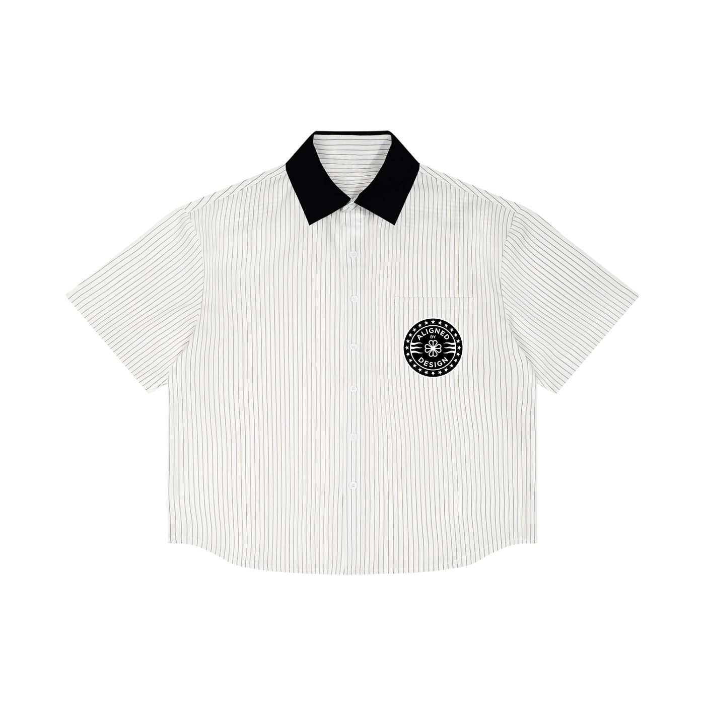 #7Brand ABD Unisex Striped Boxy Contrast Collar Shirt