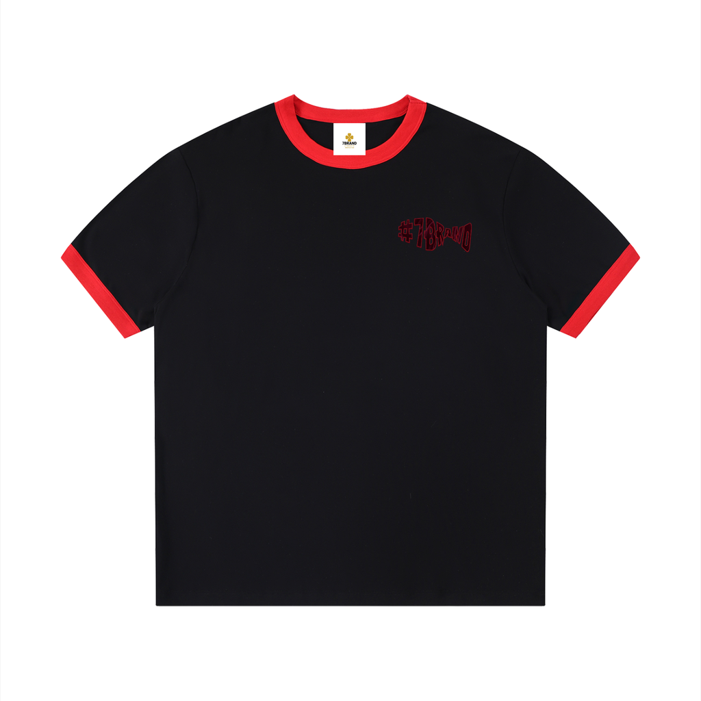 #7Brand Contrast Edge Ribbed Crewneck T-Shirt