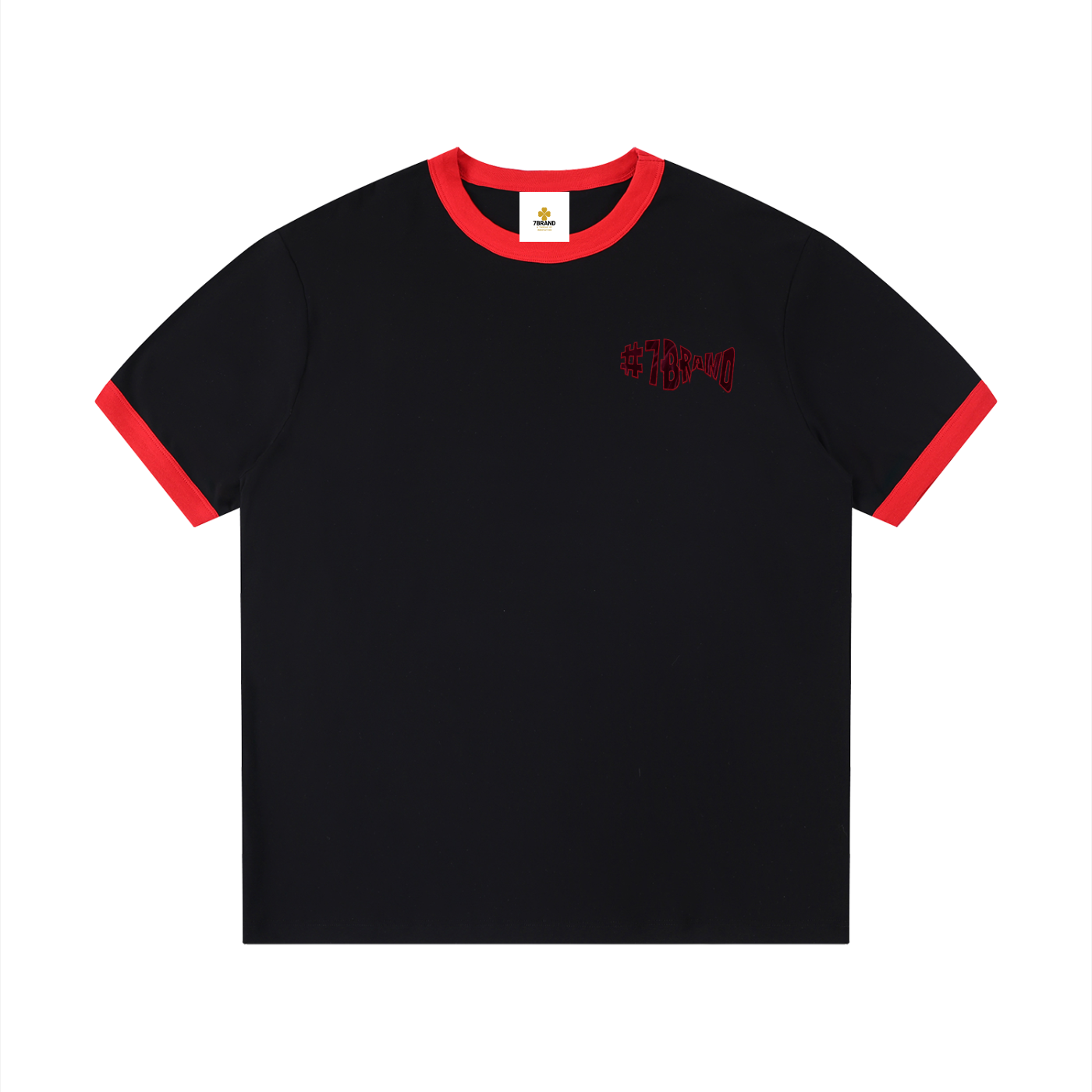 #7Brand Contrast Edge Ribbed Crewneck T-Shirt