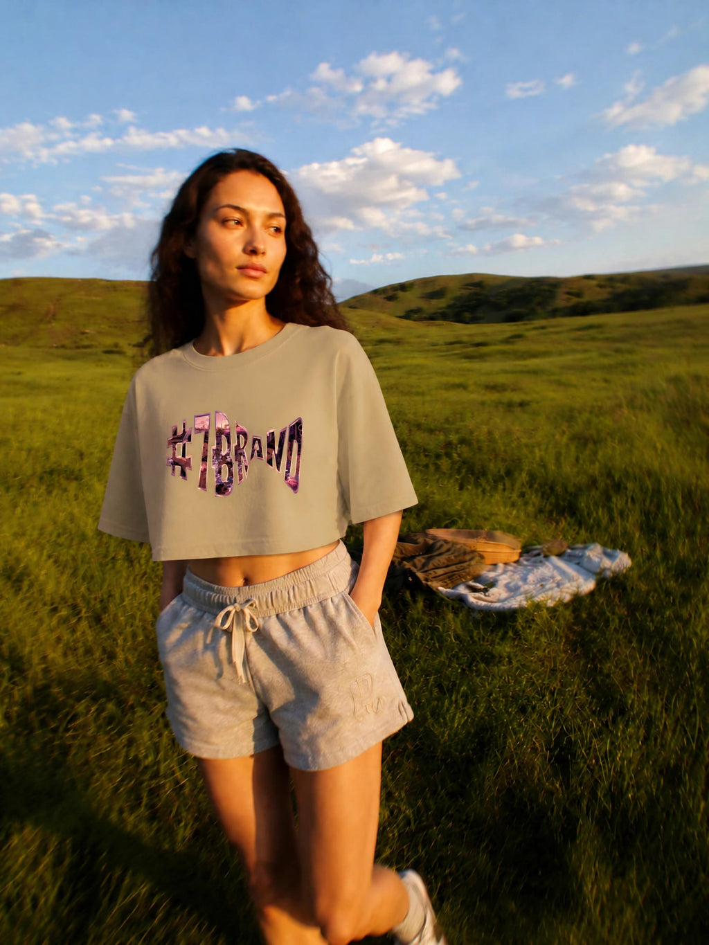 #7Brand Snow Washed Crop Top