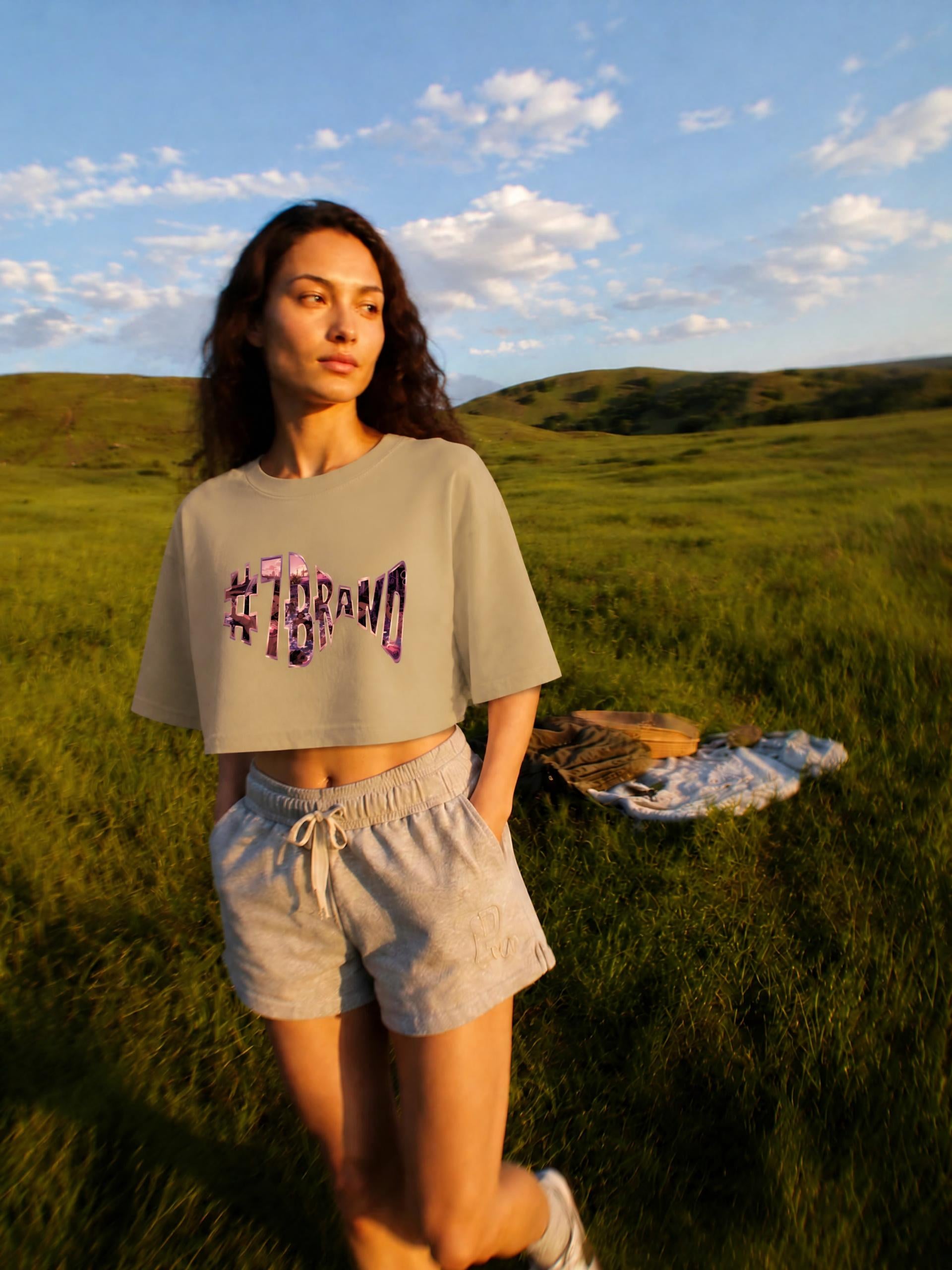 #7Brand Snow Washed Crop Top