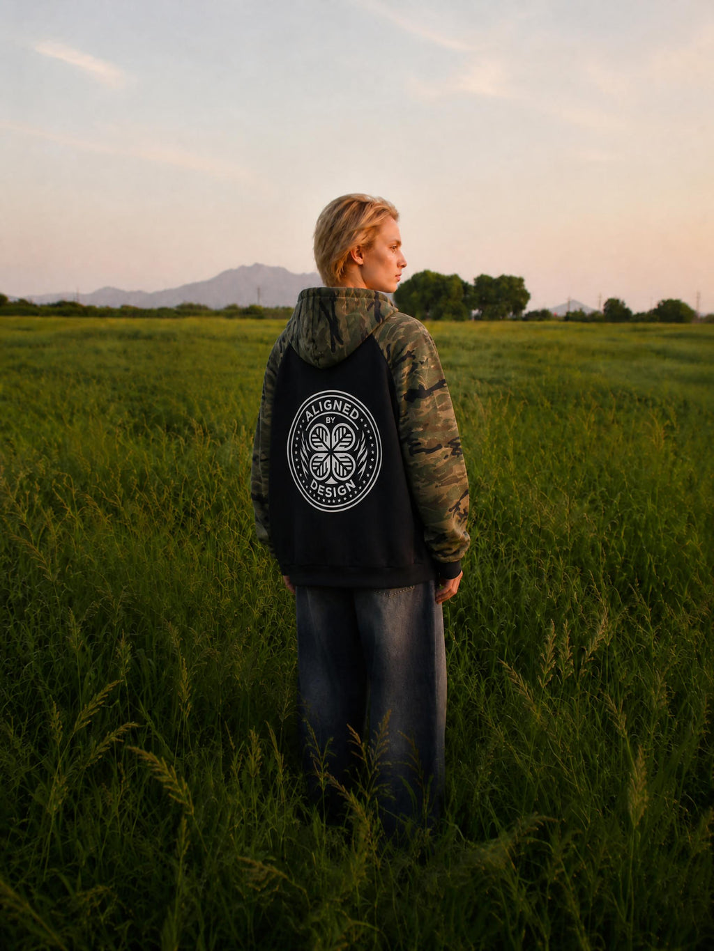 #7Brand ABD Unisex Camo-Splice Raglan Zip Hoodie