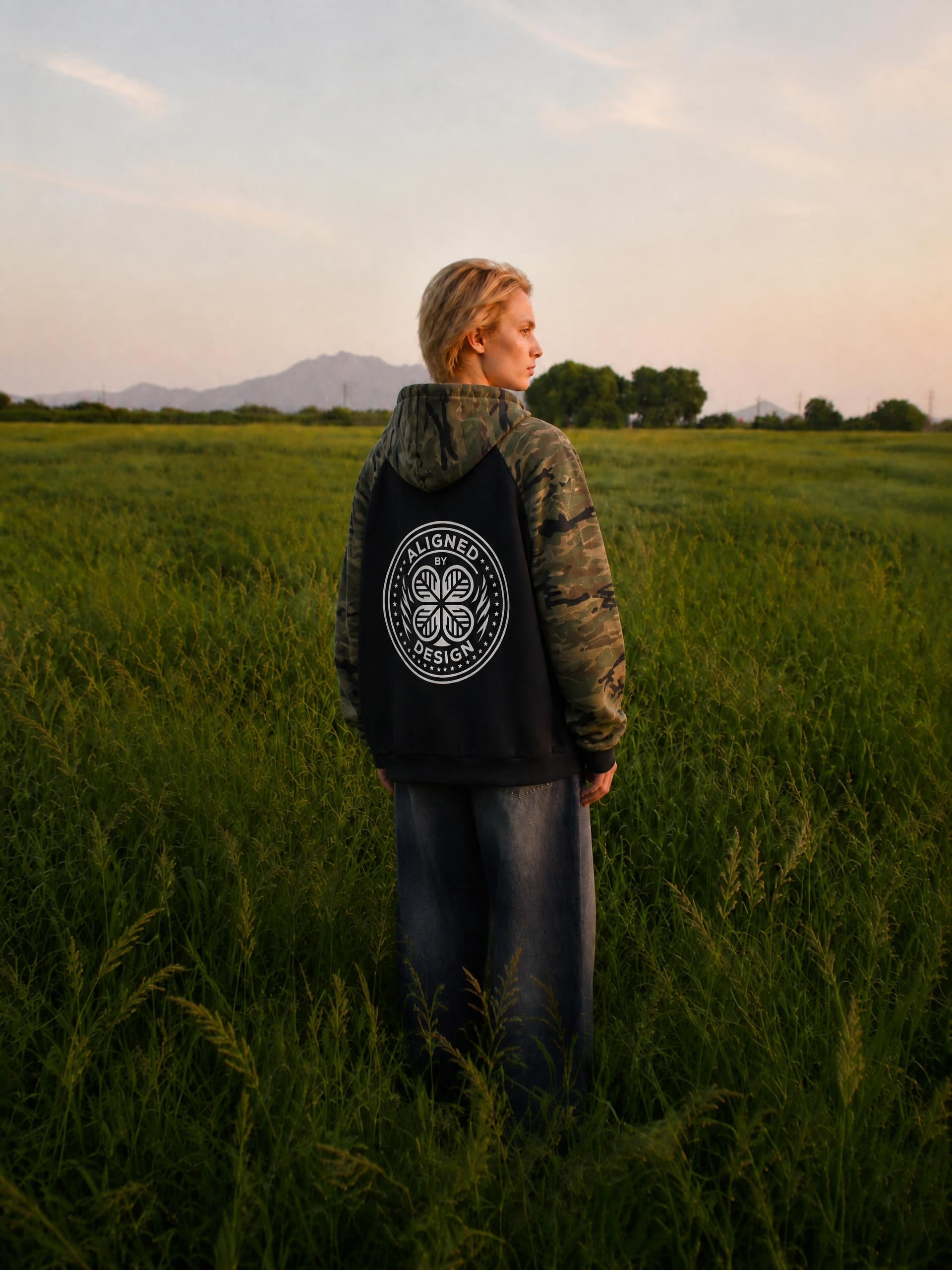 #7Brand ABD Unisex Camo-Splice Raglan Zip Hoodie