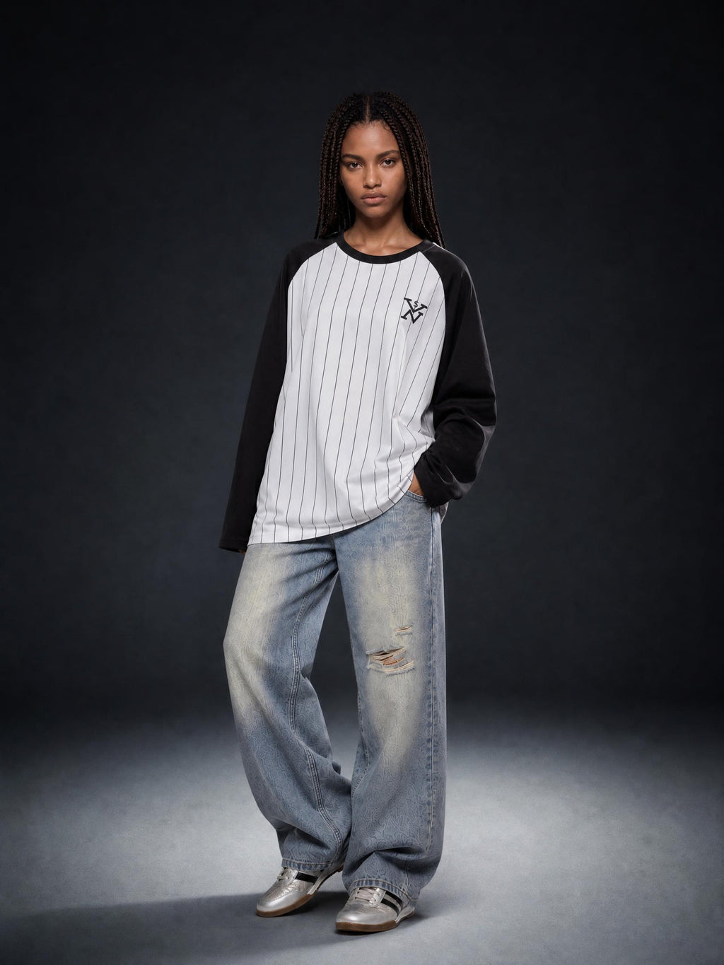 #7Brand SVN Unisex Striped Raglan Long Sleeve T-Shirt
