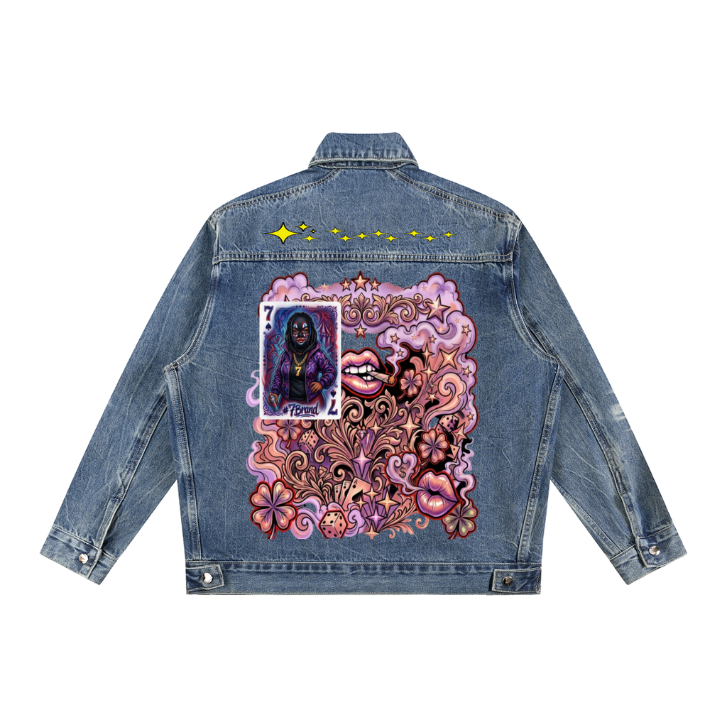 7AOC ACTVI Vintage Wash Zip Up Denim Jacket