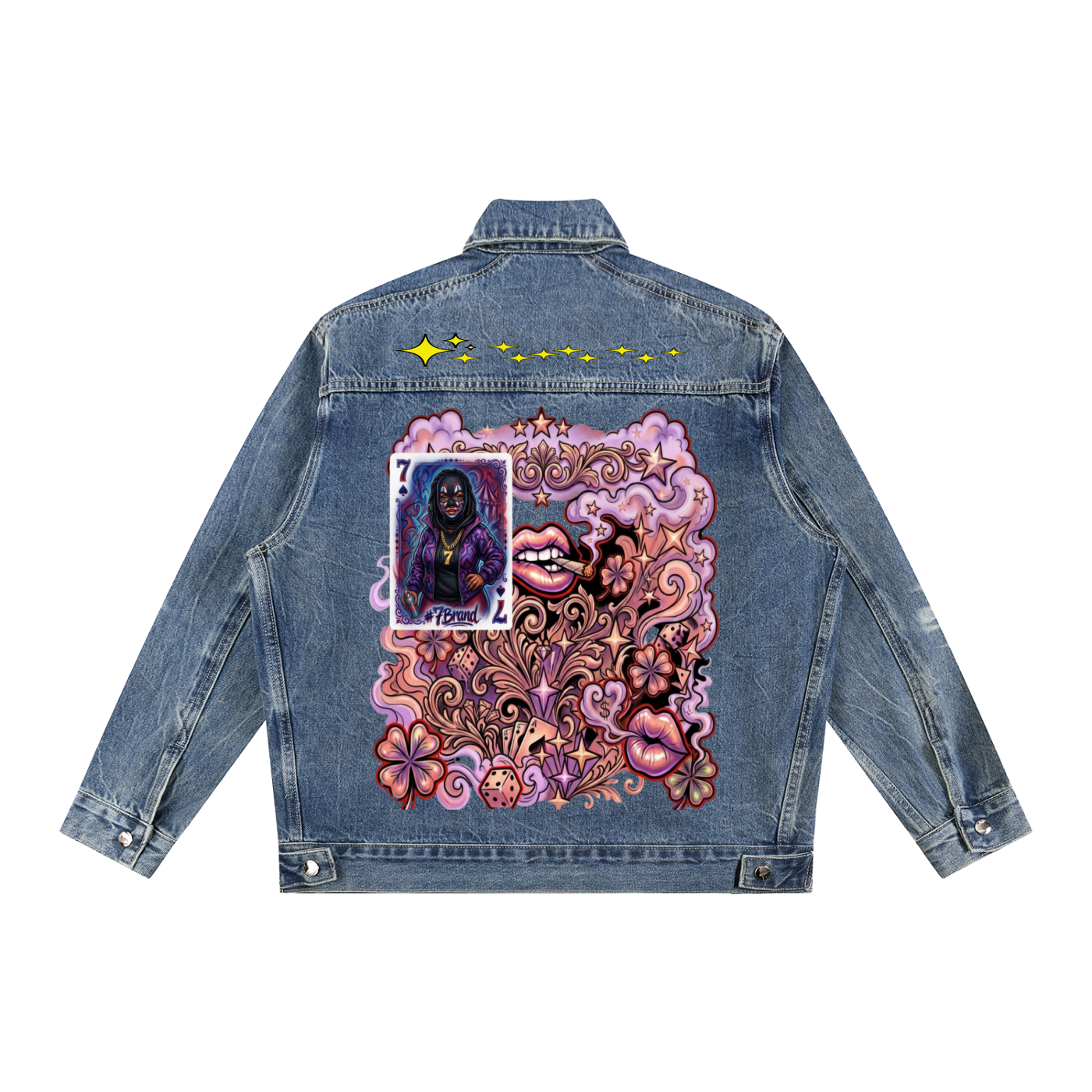 7AOC ACTVI Vintage Wash Zip Up Denim Jacket