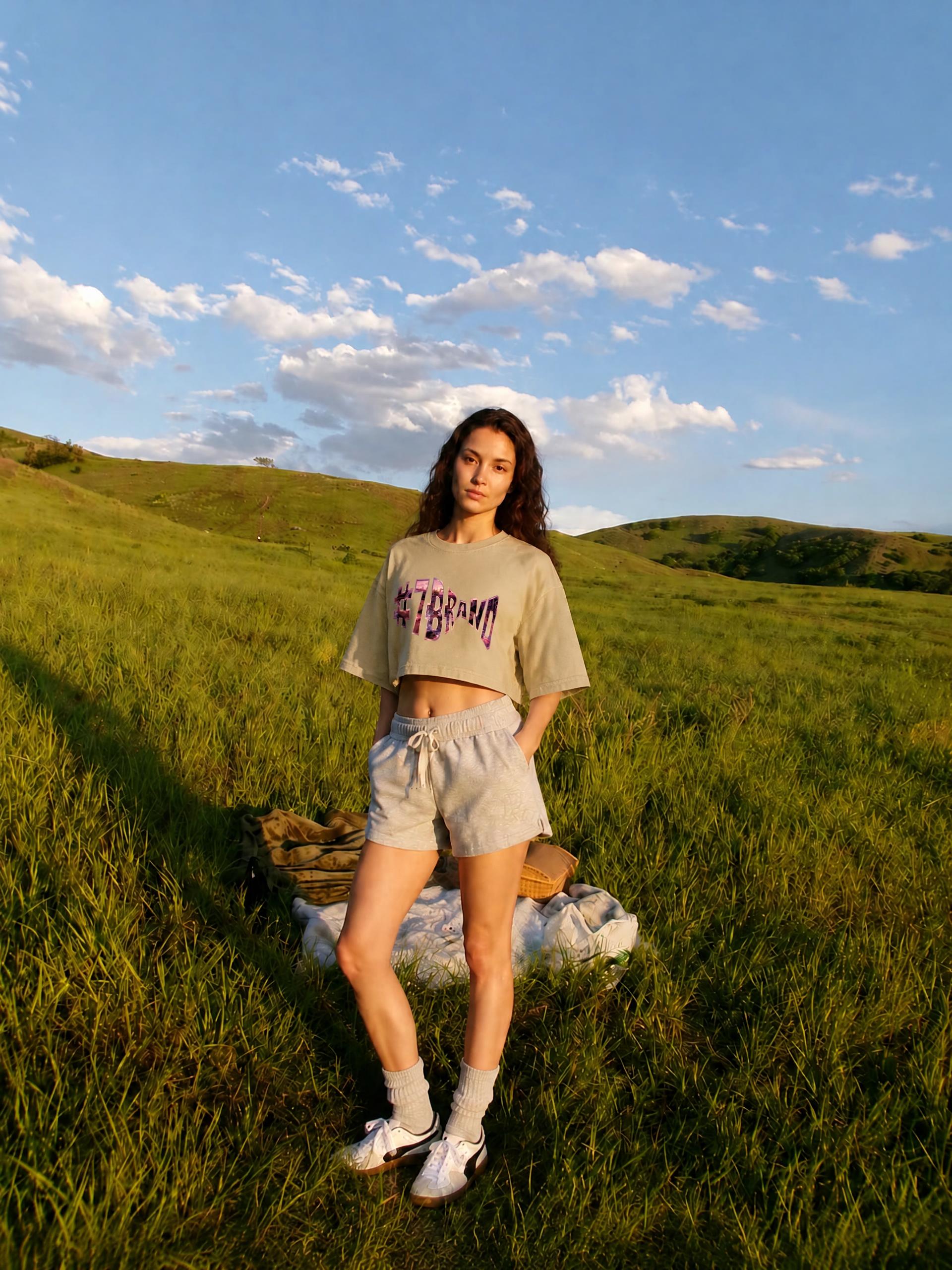 #7Brand Snow Washed Crop Top