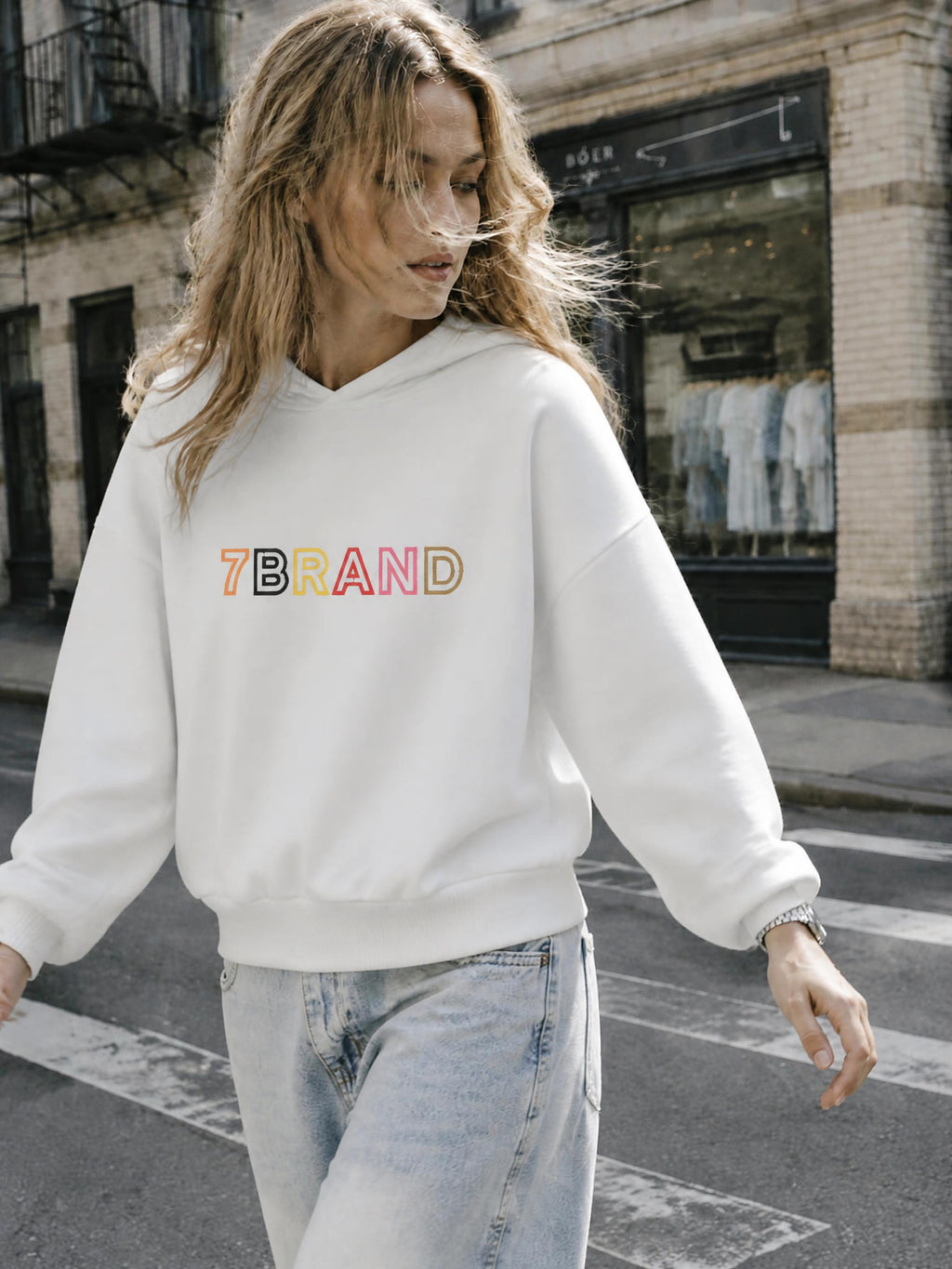 #7Brand Embroidered Heavyweight Hidden Pocket Fleece Hoodie
