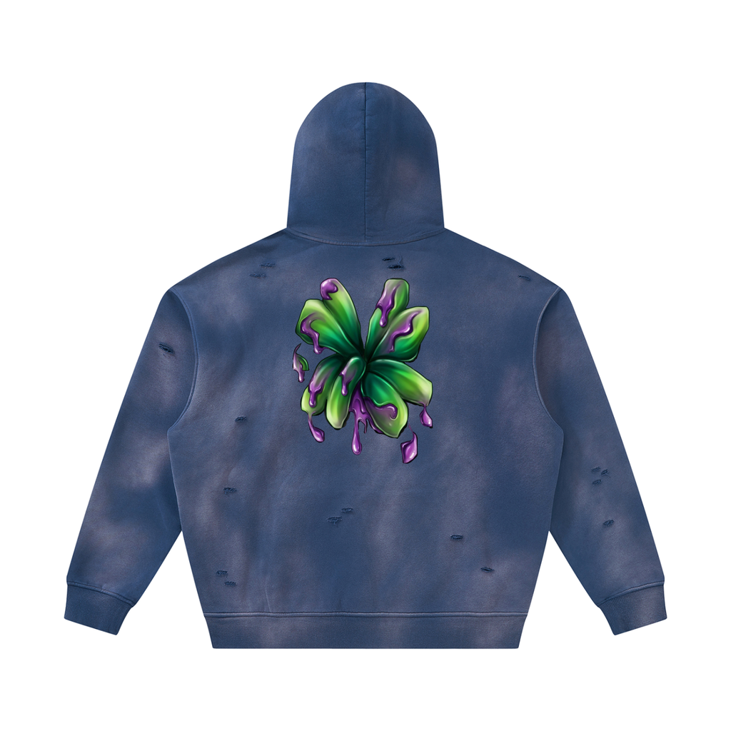 #7Brand Unisex Sunfade Frayed Fleece Hoodie