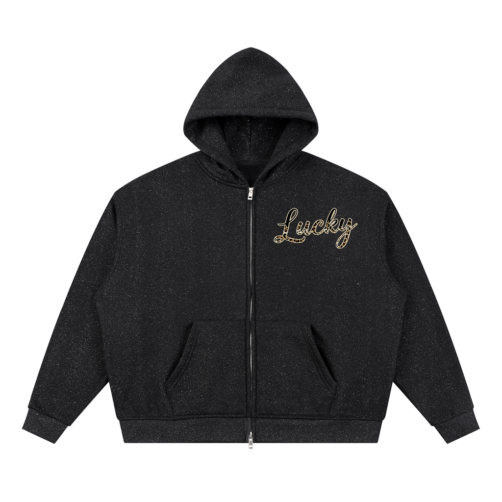 #7Brand Starlit Unisex Sparkles Full Zip Boxy Hoodie