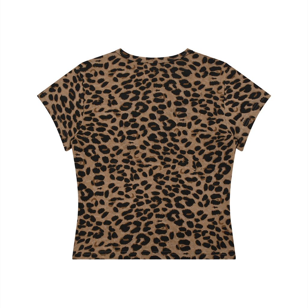 #7Brand Dual-Heart Women’s Leopard Print Crop T-Shirt