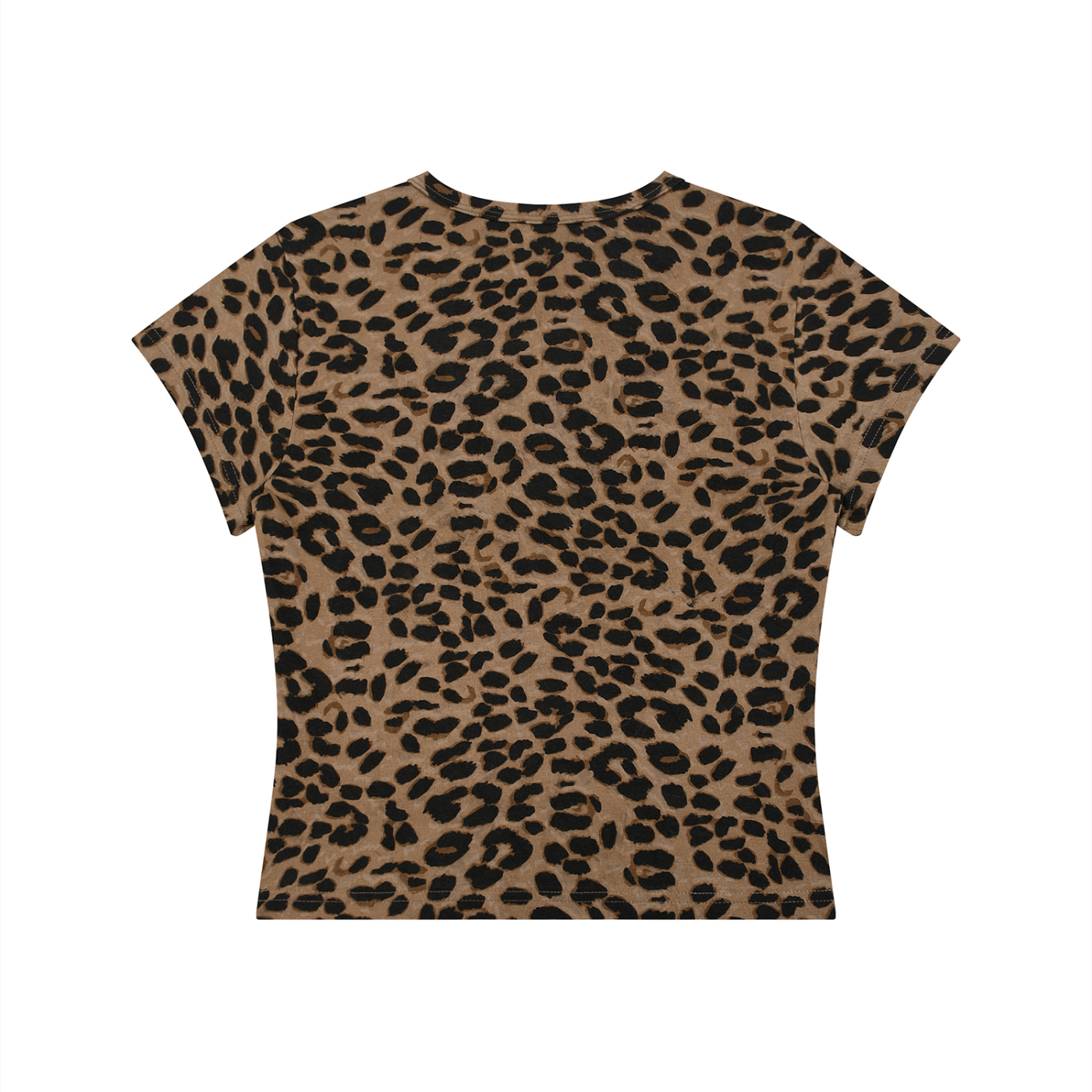 #7Brand Dual-Heart Women’s Leopard Print Crop T-Shirt