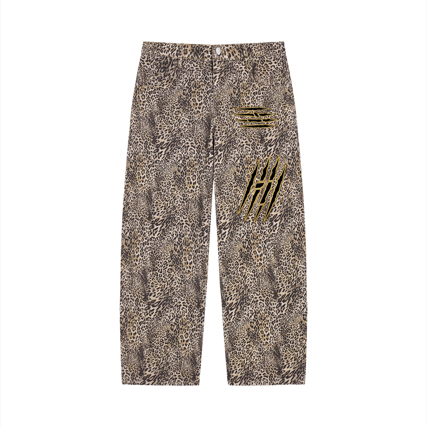 #7Brand Unisex Vintage Wash Leopard Wide Leg Jeans