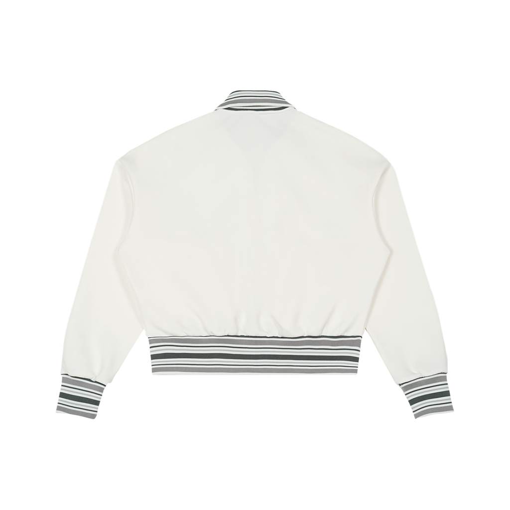 #7Brand Striped Rib Collar Zip Jacket