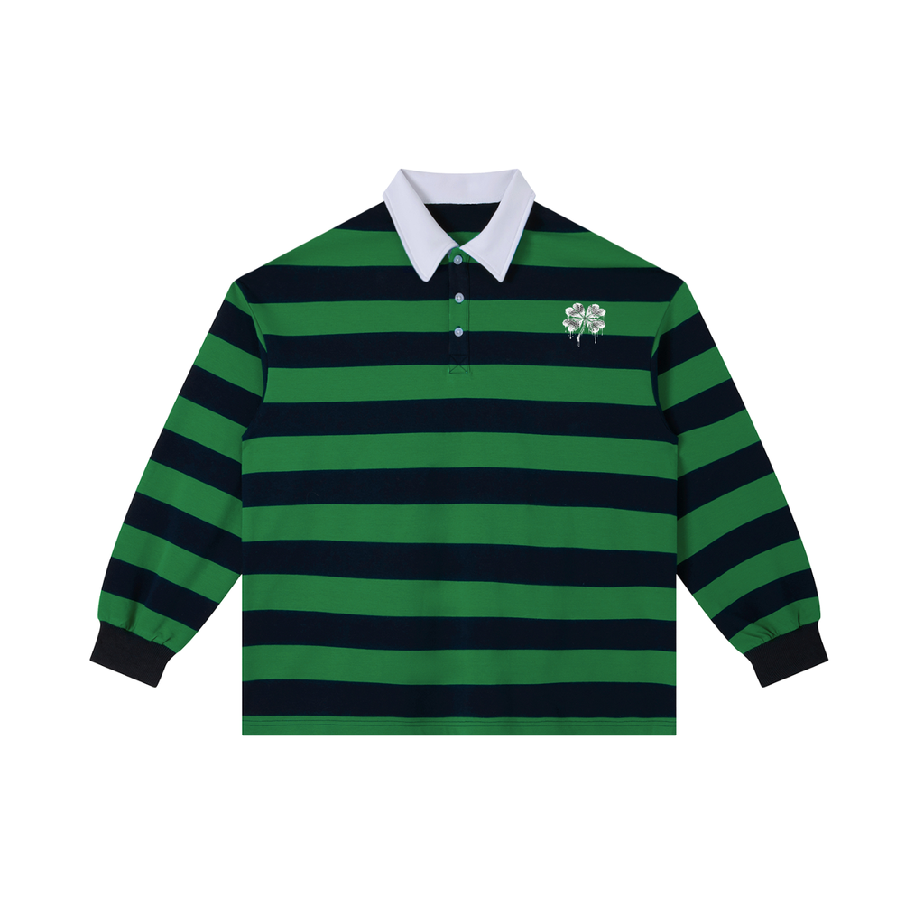 #7Brand Clover Stain Stripe Polo Shirt