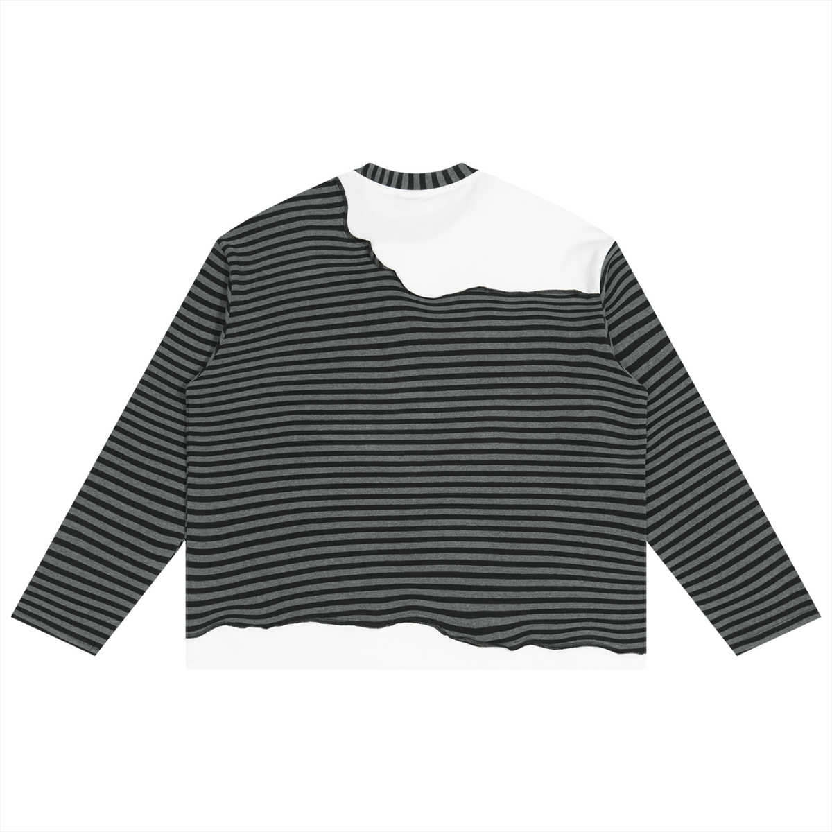 #7Brand Unisex Striped Panel Boxy Long Sleeve T-Shirt