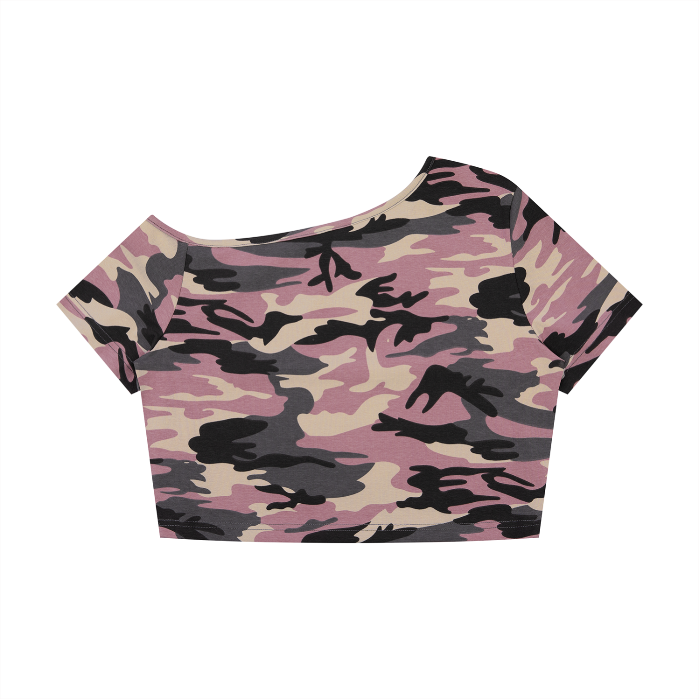 #7Brand ABD Women's Camo Off-Shoulder Crop T-Shirt