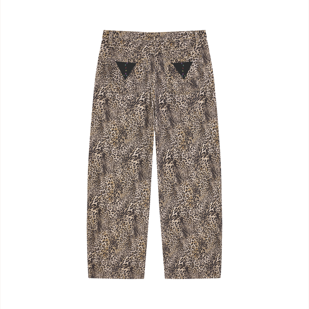 #7Brand Unisex Vintage Wash Leopard Wide Leg Jeans
