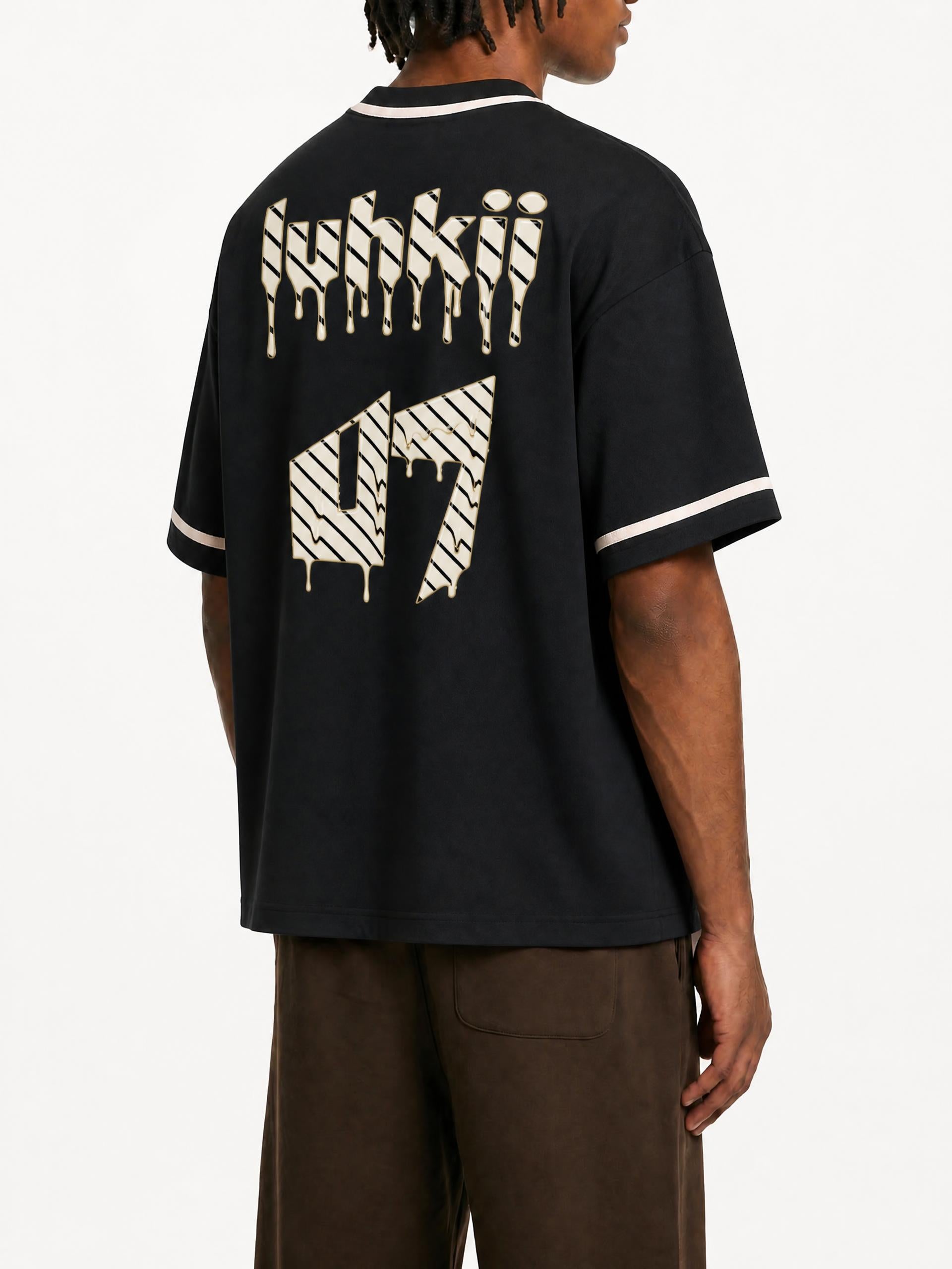 #7Brand Contrast Piped Button-Up Jersey