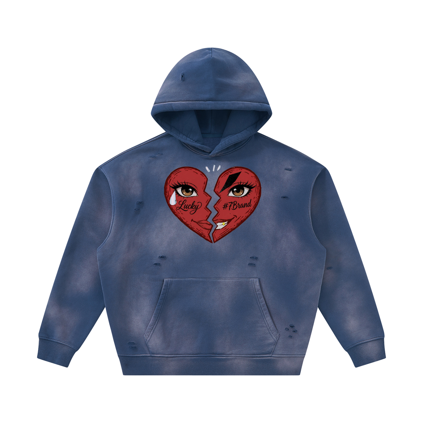 #7Brand Unisex Sunfade Frayed Fleece Hoodie