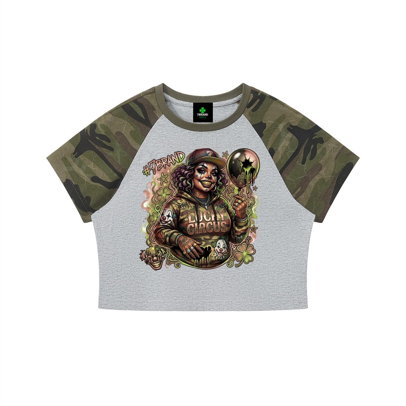 #7Brand 7AOC ACT III Women’s Camo Raglan Crop T-Shirt