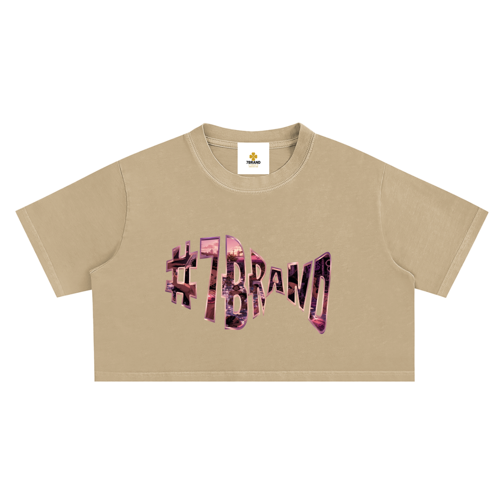 #7Brand Snow Washed Crop Top