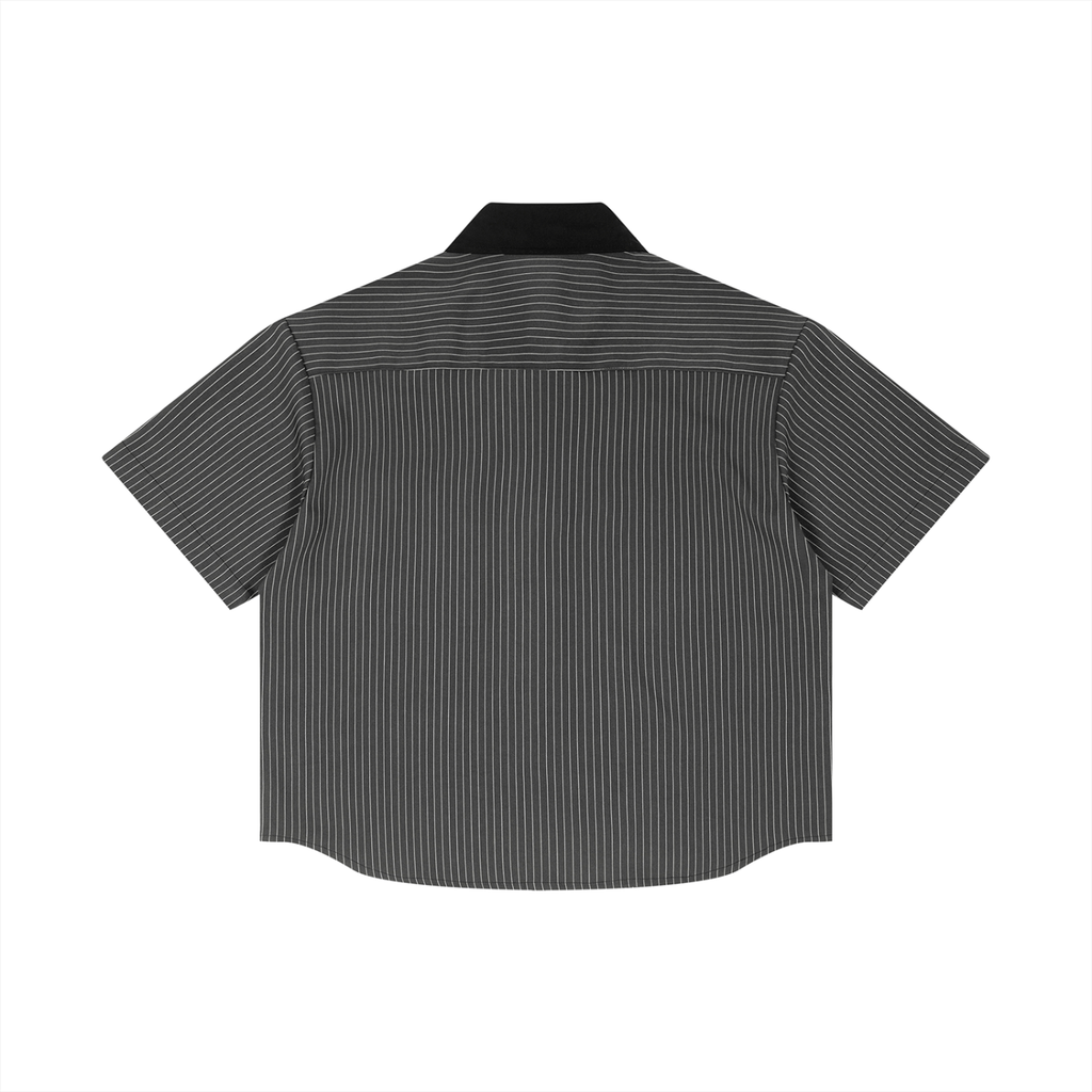 #7Brand ABD Unisex Striped Boxy Contrast Collar Shirt