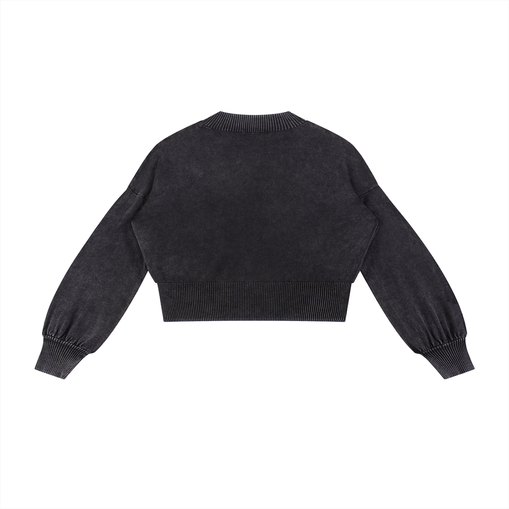 7AOC ACT VII Mineral Wash Balloon Sleeve Cropped Sweater