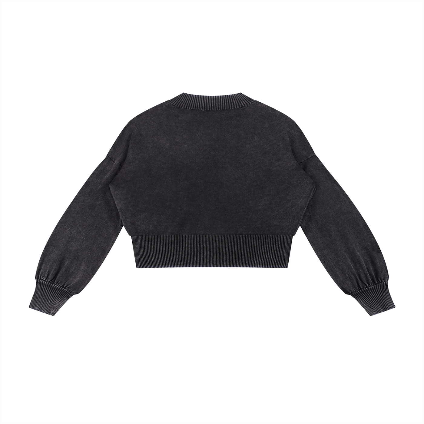 7AOC ACT VII Mineral Wash Balloon Sleeve Cropped Sweater