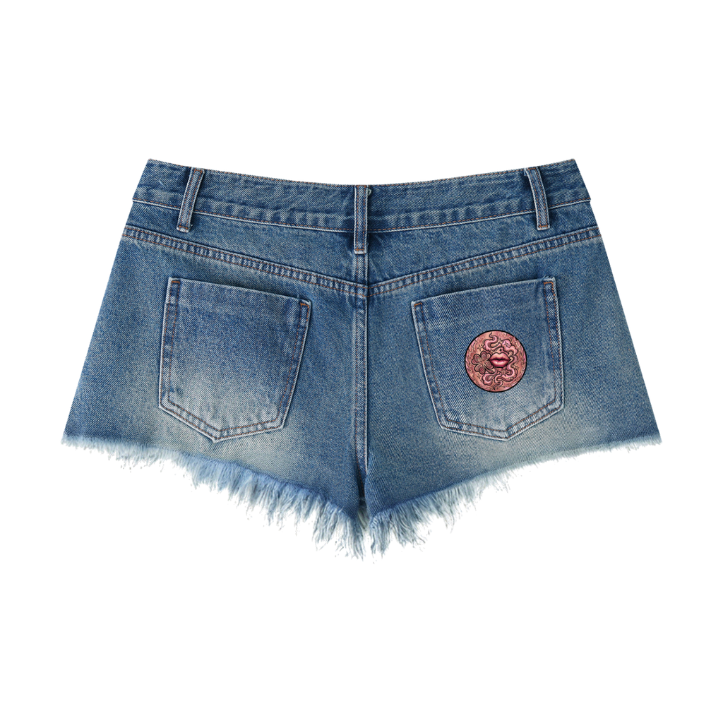 7AOC ACTV Women's Vintage Wash Raw Hem Denim Shorts