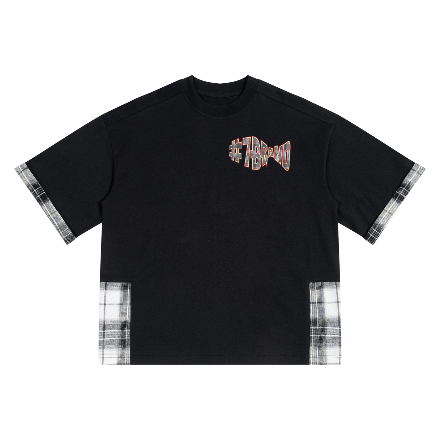 #7Brand Unisex Plaid Paneled T-Shirt