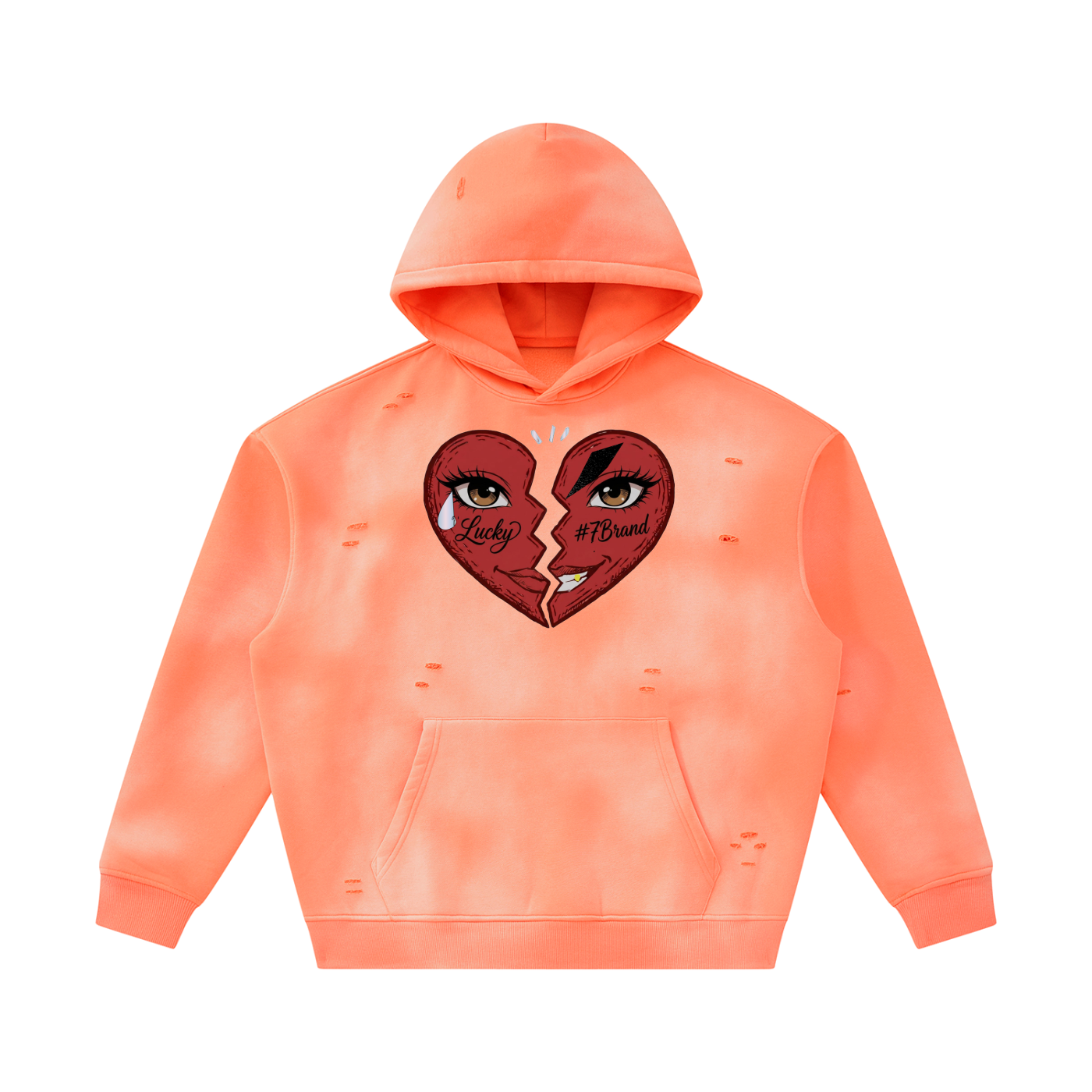 #7Brand Unisex Sunfade Frayed Fleece Hoodie