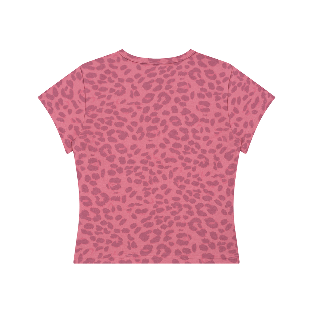 #7Brand Dual-Heart Women’s Leopard Print Crop T-Shirt