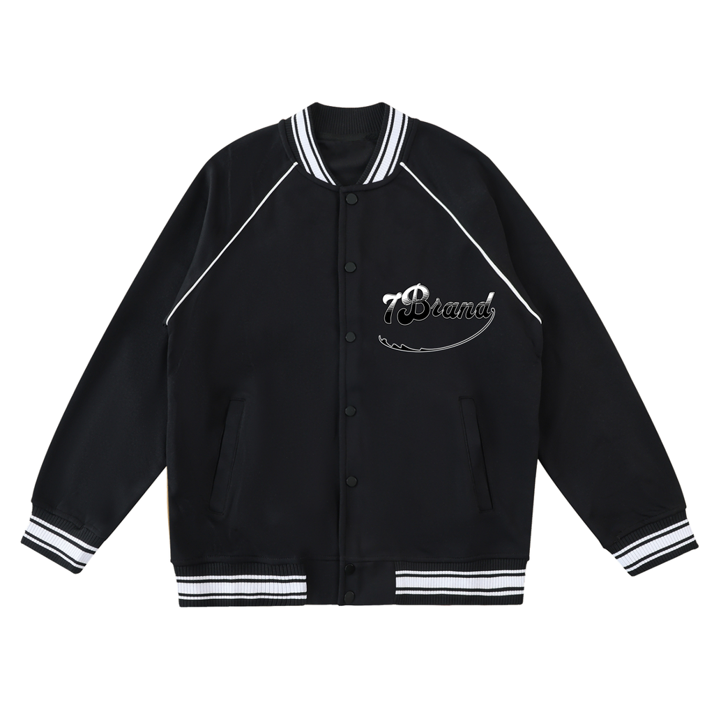 Contrast Trim Raglan Varsity Jacket