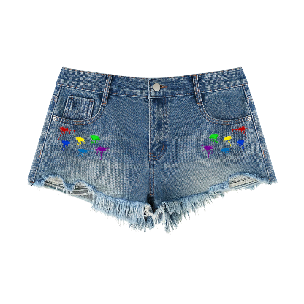 7AOC ACTV Women's Vintage Wash Raw Hem Denim Shorts