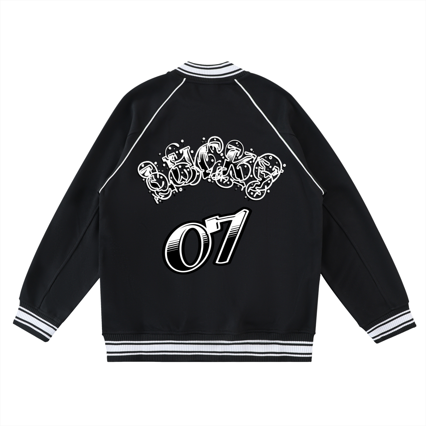 Contrast Trim Raglan Varsity Jacket