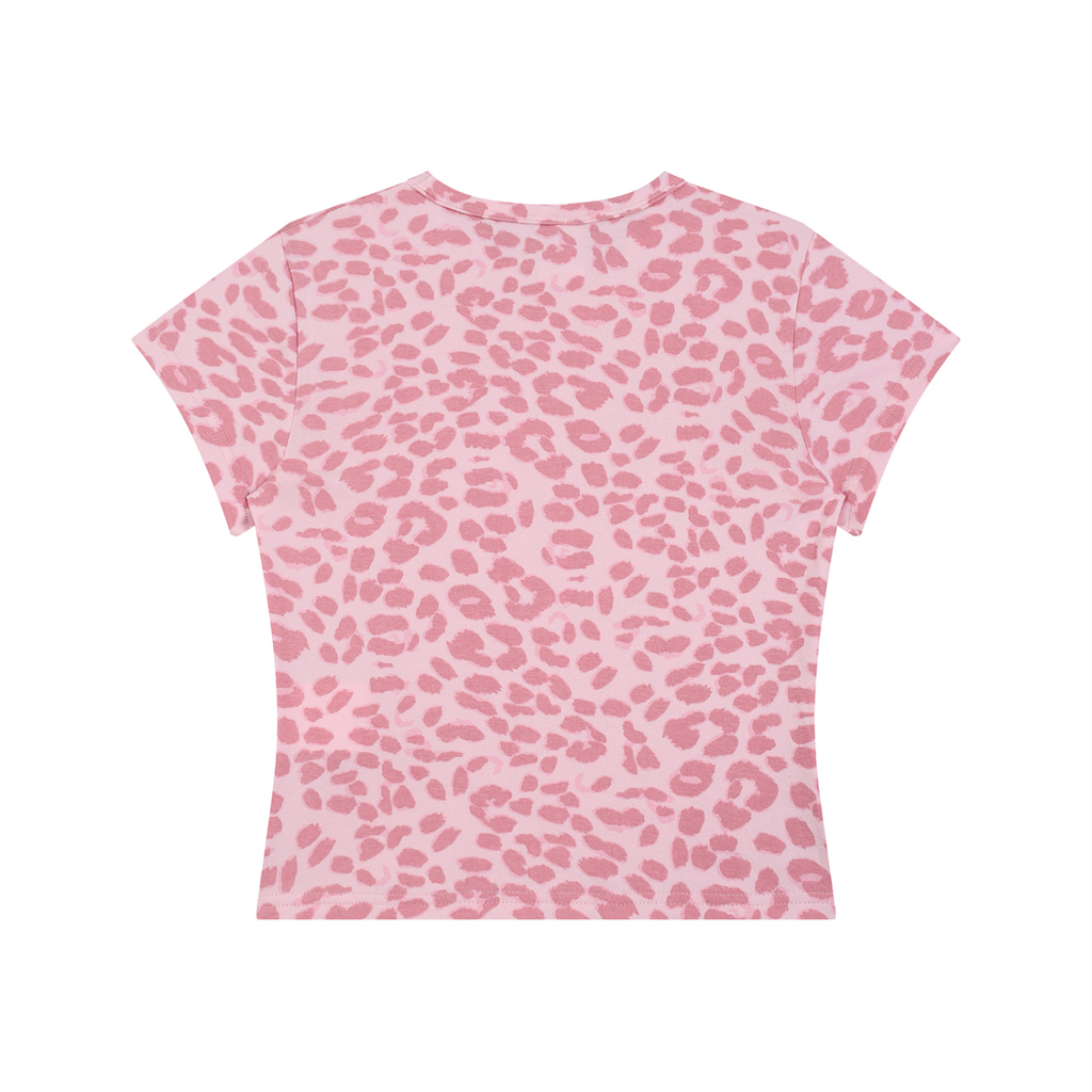 #7Brand Dual-Heart Women’s Leopard Print Crop T-Shirt
