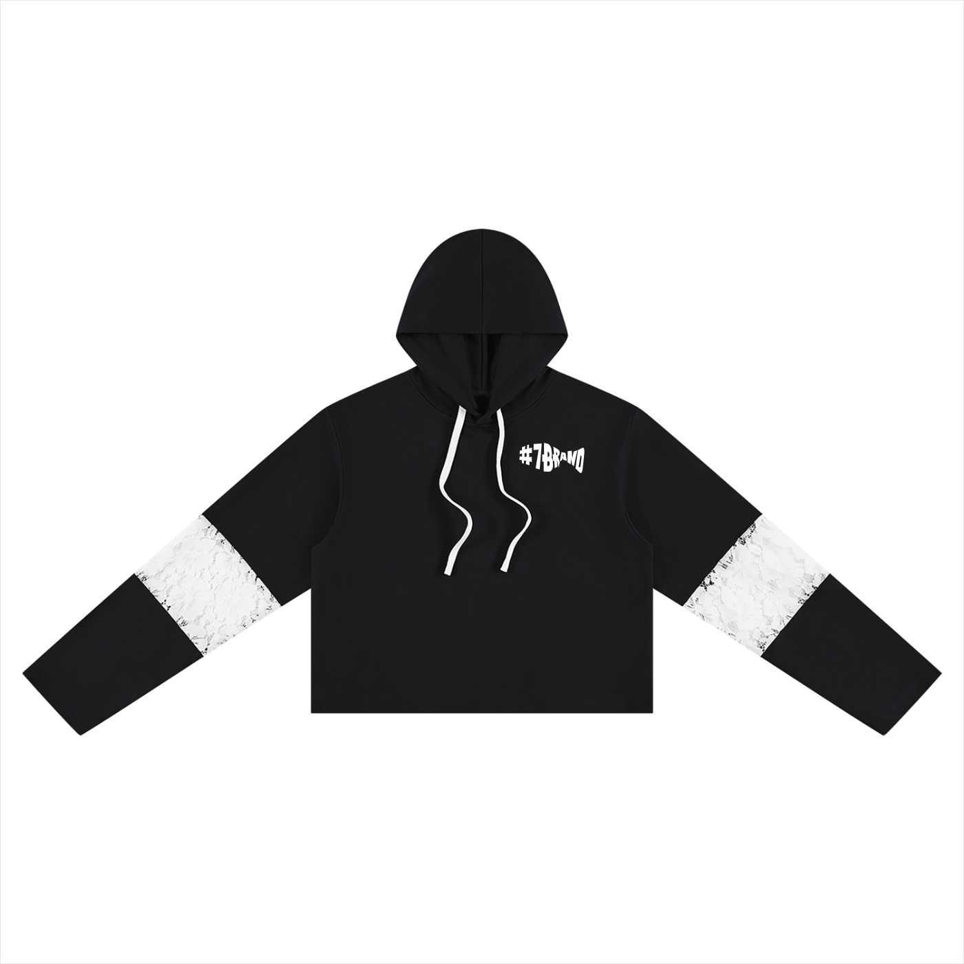 #7Brand Women’s Cropped Lace-Panel Hoodie