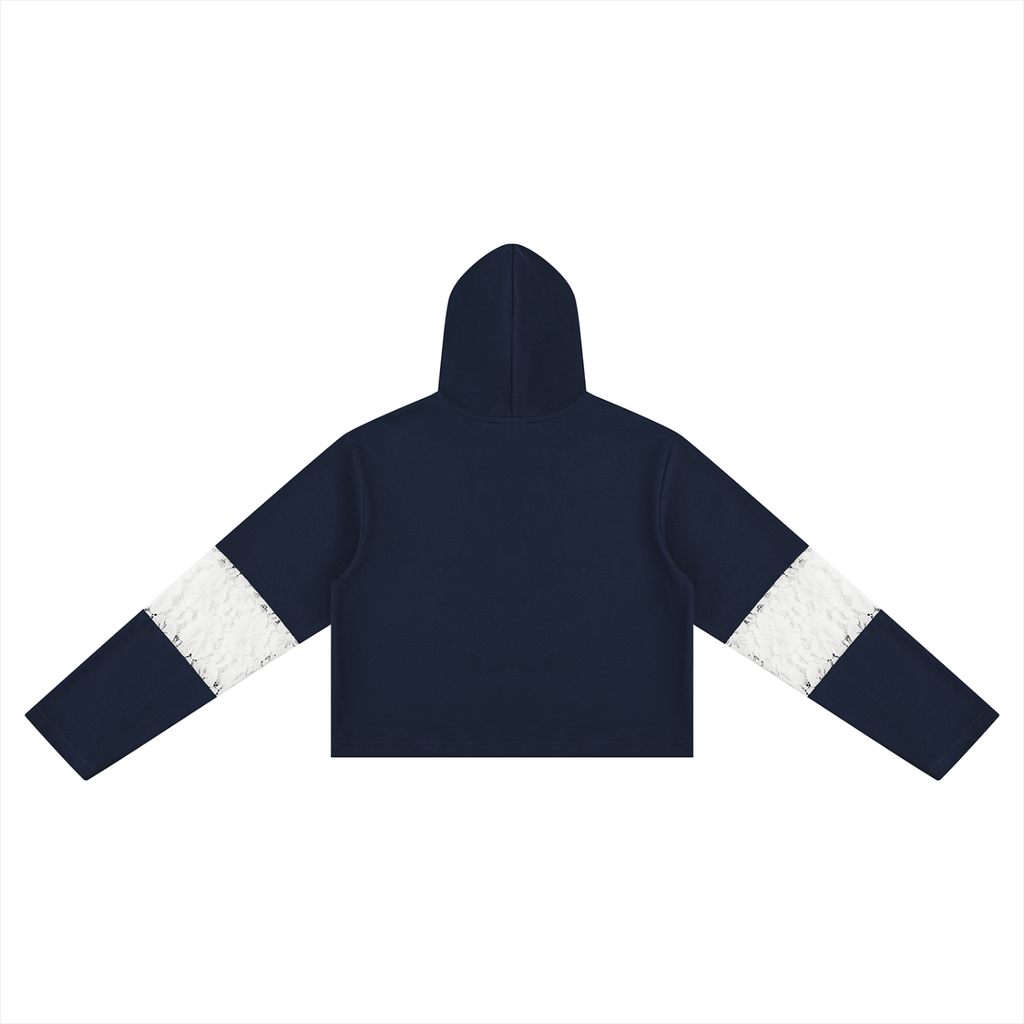 #7Brand Women’s Cropped Lace-Panel Hoodie