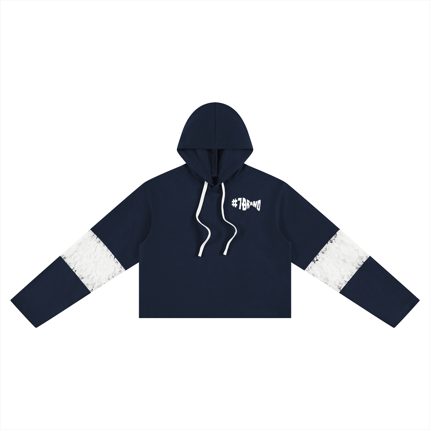 #7Brand Women’s Cropped Lace-Panel Hoodie