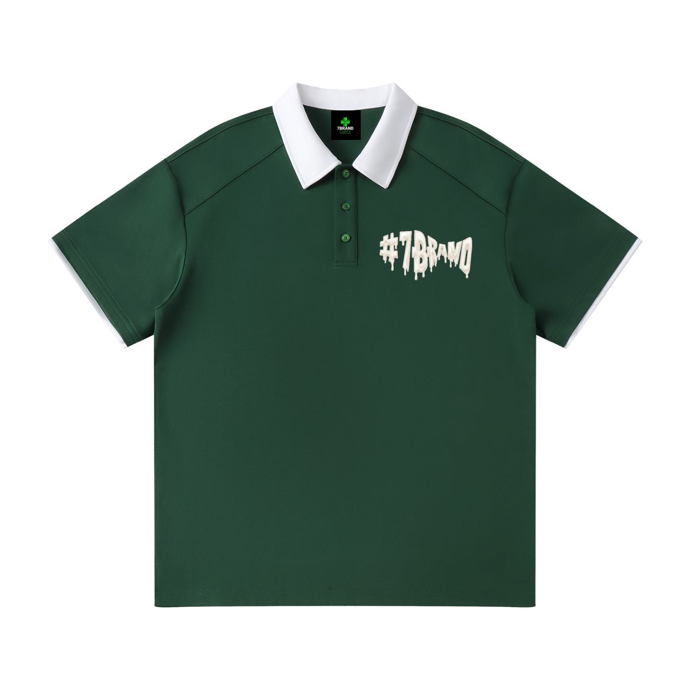 #7Brand Contrast Collar Raglan Polo Shirt