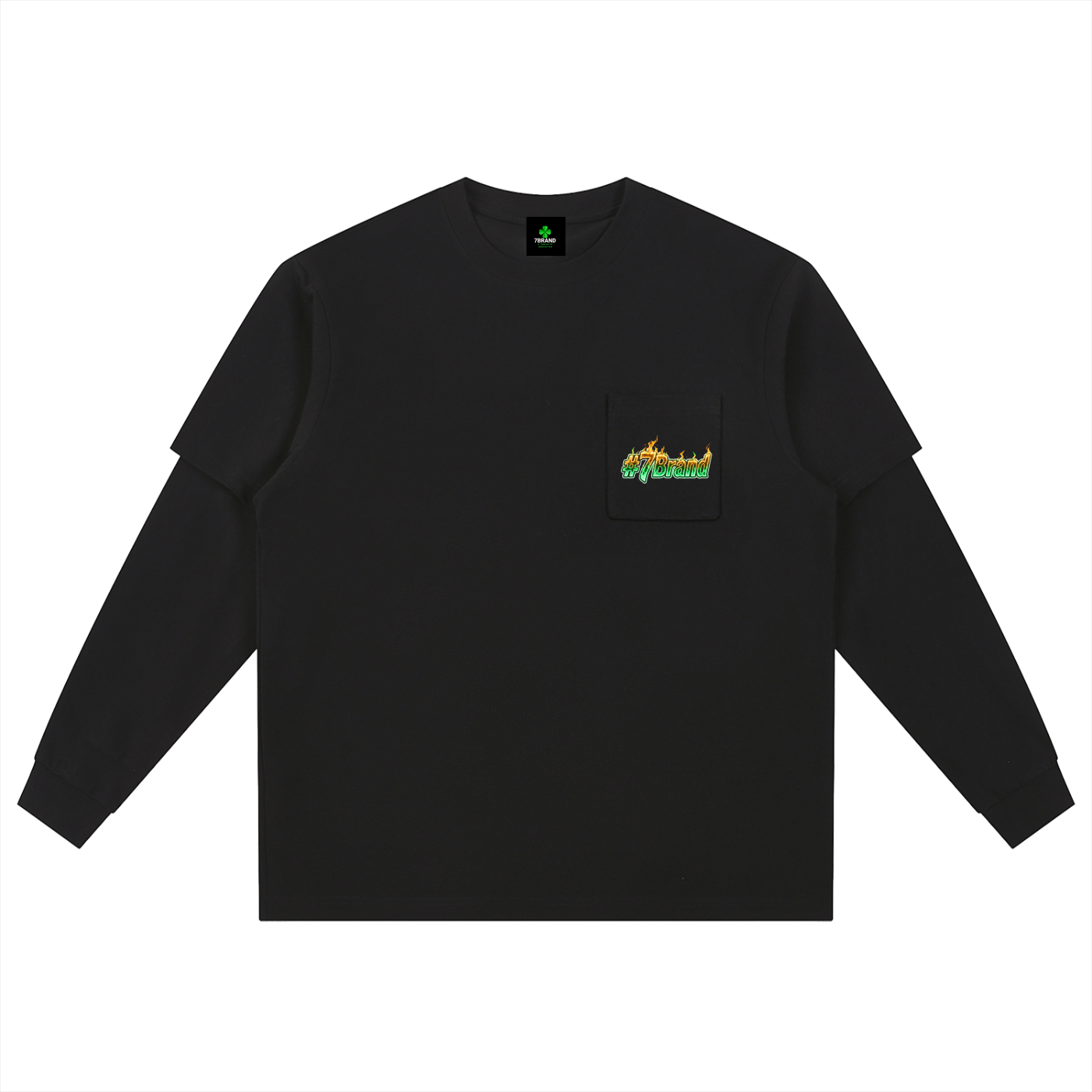 #7Brand Sentinel Hamsa Eye Layered Long Sleeve Oversized Tee