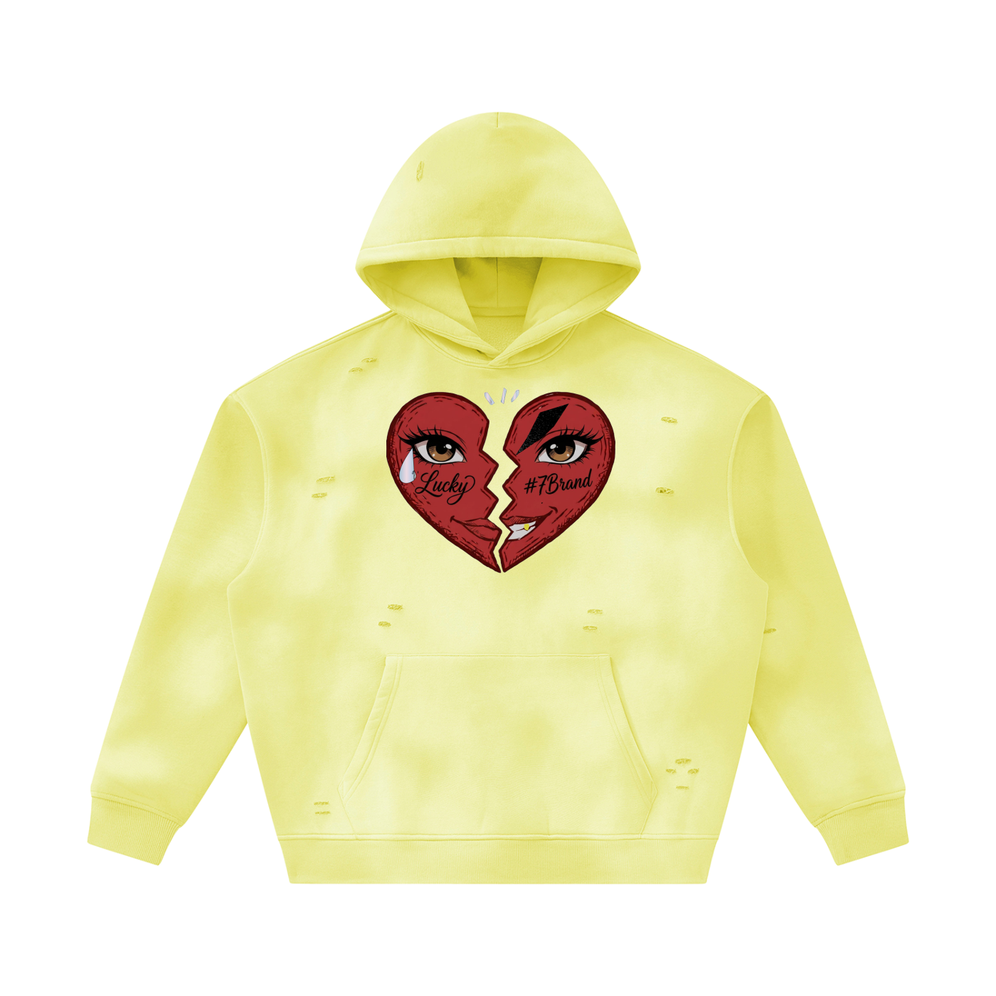 #7Brand Unisex Sunfade Frayed Fleece Hoodie
