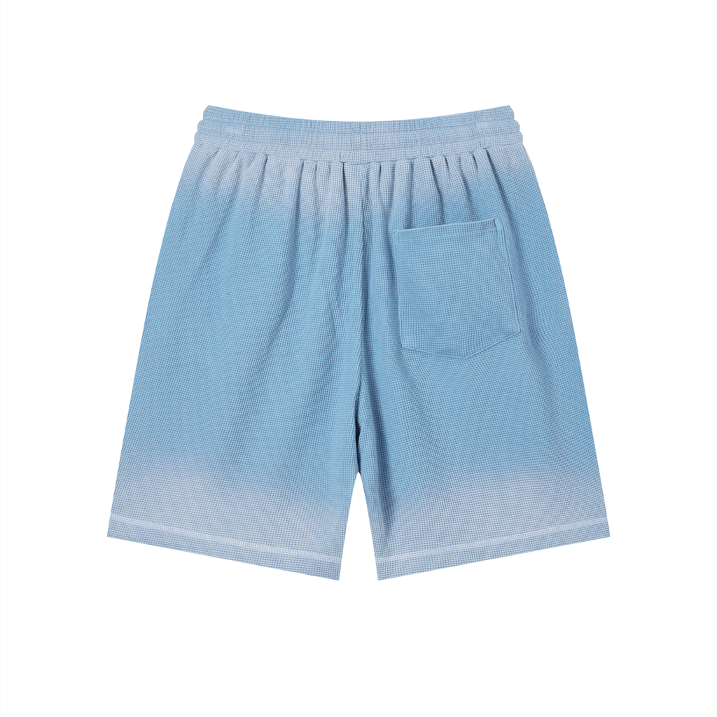 #7Brand Dual-Heart Unisex Sunfade Waffle Raw Hem Shorts