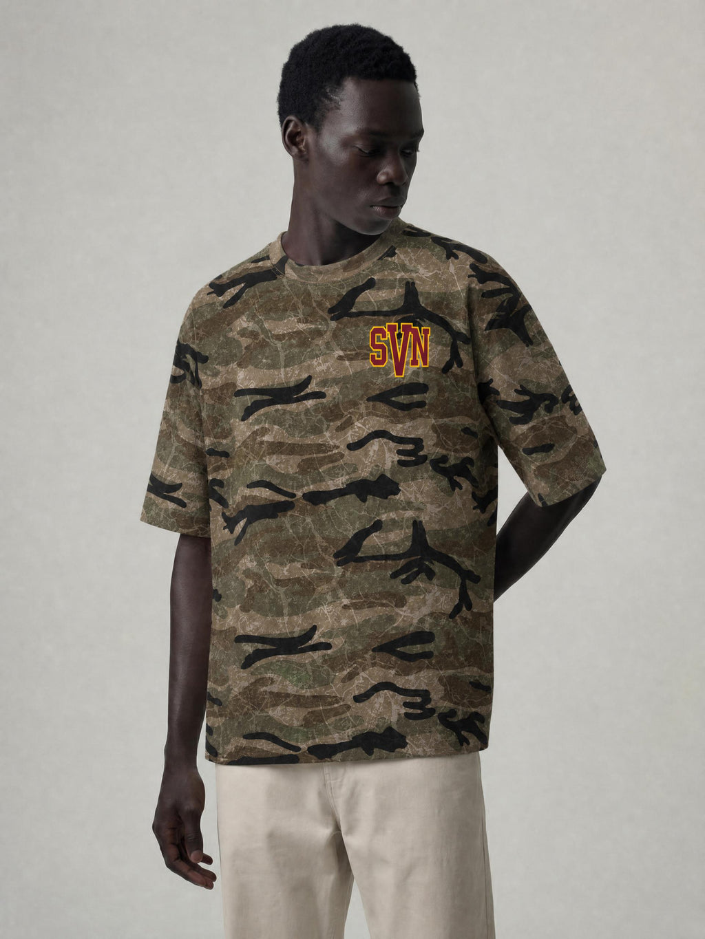 #7Brand SVN Unisex Boxy Camo Print T-Shirt