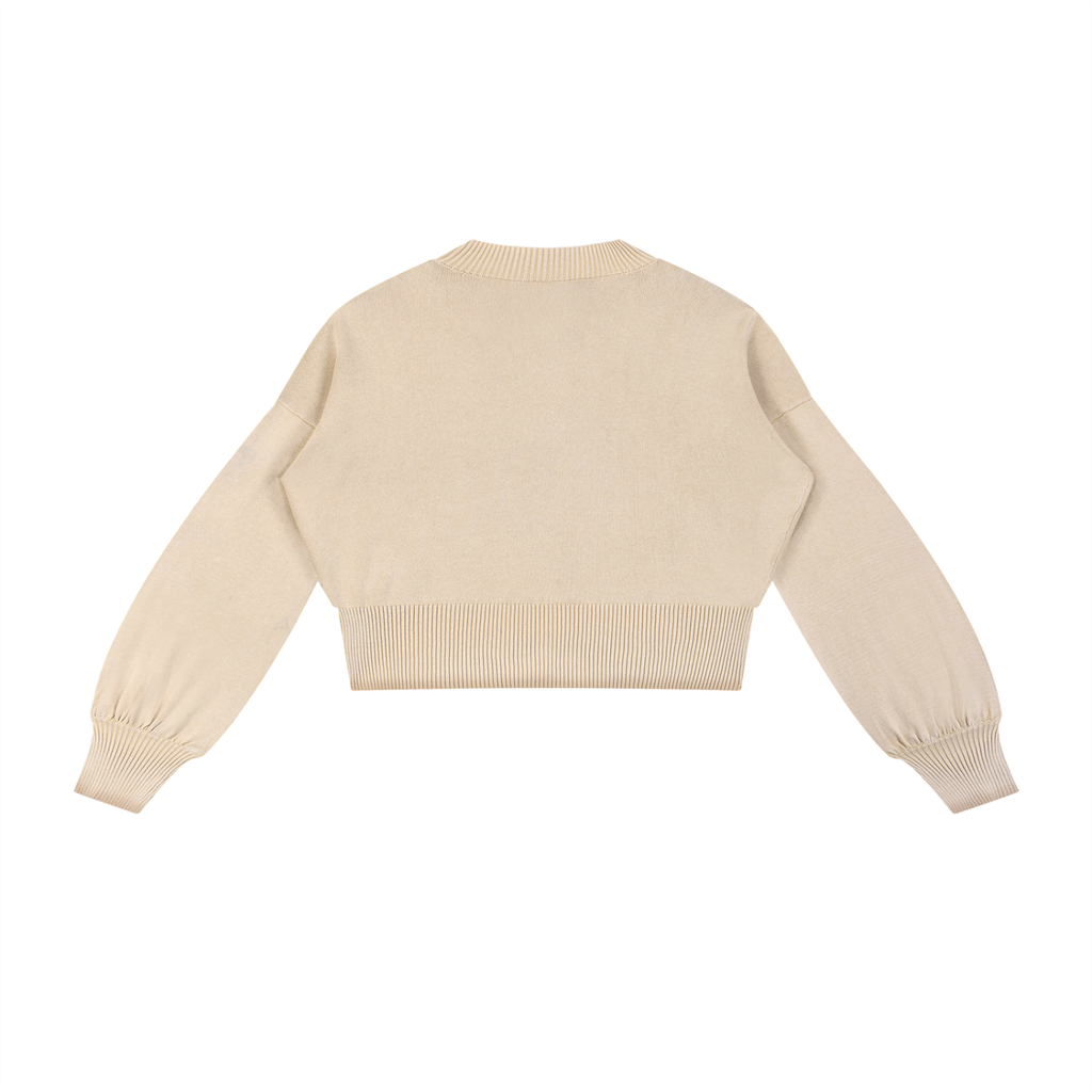 7AOC ACT VII Mineral Wash Balloon Sleeve Cropped Sweater